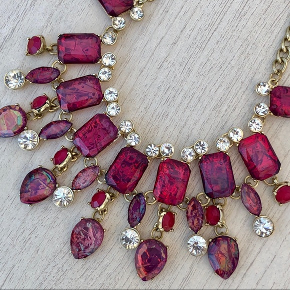 Ruby Red Iridescent Ornate Necklace - Picture 4 of 12